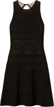 Twin-Set Intricately Knit Black Sleeveless Mini Dress