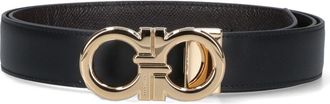 Ferragamo Gancini Belt In Black Calfskin