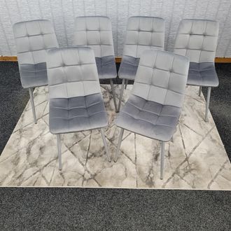 Kosy Koala Dining Chairs Set of 6 Grey Velvet Kitchen Chairs in Black
