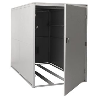 Hhg [non Utilizzato] Garage Per 2 Biciclette Hhg-852c, Rimessa Con Deposito, In Metallo Con Serratura 160x113x209cm, Grigio Chiaro