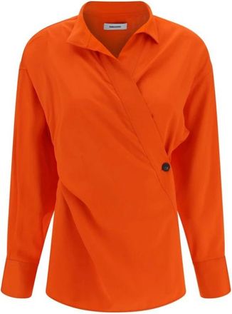 Ferragamo Kimono Sluiting Klassiek Shirt - Dames - Overhemden - Oranje - M - Overhemden
