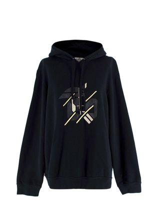 Hermès Noir Hoody with Leather Embroidery Size XXL