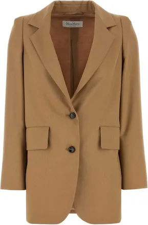 Max Mara Camel Wool Blend Kitten Blazer