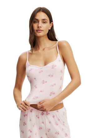Cotton On Womens Dreamy Soft Pointelle Cami in Penelope Floral Pink Kiss at Nordstrom, Size Xx-Small