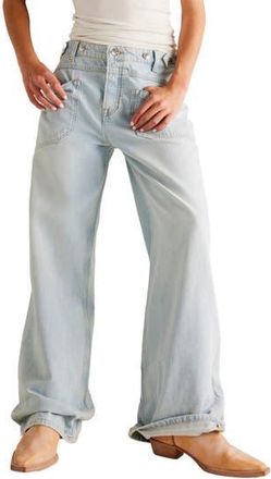 Free People We the Free Palmer Cuffed Baggy Jeans in Denim Blue at Nordstrom Rack, Size 28