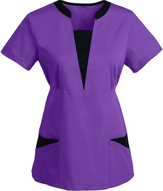 Generic Beauty Tunics for Women UK Wrap Mock Nurses Top Cute Printed V-Neck Workwear Ladies Scrub Top Health Care Uniforms for Women V-Neck Graphic Workwear S