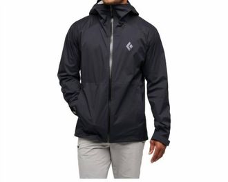 Black Diamond Mens Stormline Stretch Rain Shell Windbreaker In Black