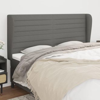 vidaXL Cabecero Con Orejas De Tela Gris Oscuro 183x23x118/128 Cm Vidaxl
