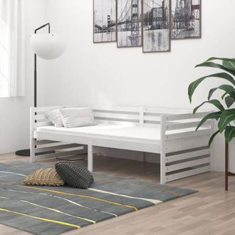 vidaXL Sof&aacute; Cama Sin Colch&oacute;n Madera Maciza De Pino Blanco 90x200 Cm Vidaxl