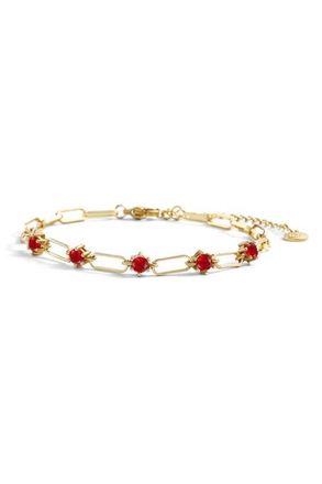 Mint & Lily Paperclip Bracelet with Gemstone Accents in January Garnet /7.5 at Nordstrom