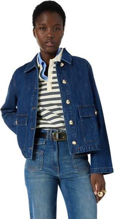 Gerard Darel Taina Button Front Pocket Denim Jacket in Jeans at Nordstrom, Size X-Large