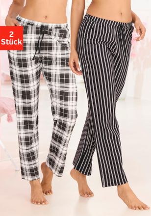 Vivance Pyjamahose VIVANCE DREAMS, Damen, Gr. 32/34, N-Gr, schwarz, wei&szlig;, gemustert, Single Jersey, Obermaterial: 100% Baumwolle, gemustert, Basic, Basic schm