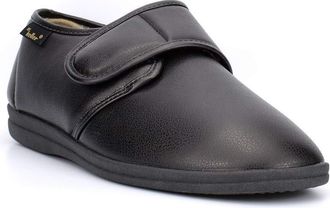 Generic Mens Carpet Slippers Mens Slippers Dr Chris Slippers Mens Touch Fastening Slippers Faux Leather Slippers Black/Brown 11 UK