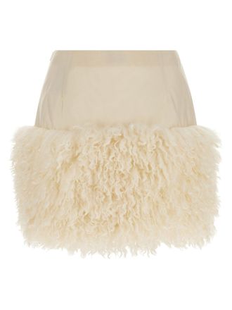 Moncler Long-Haired Fleece Miniskirt - White