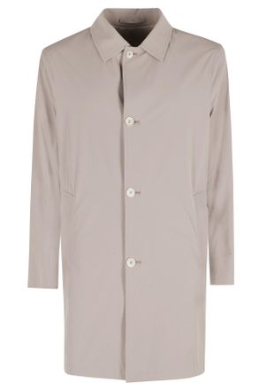 Kired Taupe Reversible Buttoned Polyamide Coat