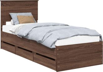 vidaXL Vidaxl Estructura De Cama Roble Marr&oacute;n 75 X 190 Cm Madera Ingenieril