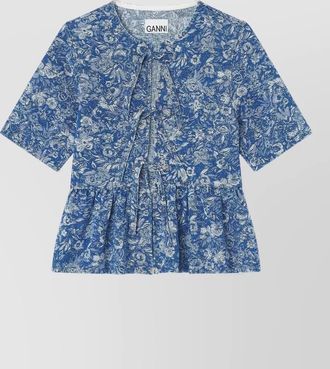 Ganni cotton peplum blouse