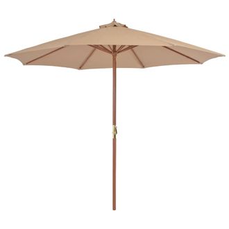vidaXL Sombrilla De Jard&iacute;n Con Palo De Madera Gris Taupe 300 Cm Vidaxl