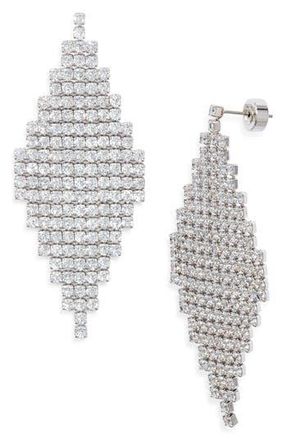 Nordstrom Pav&eacute; Drop Earrings in Clear- Silver at Nordstrom Rack