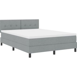 vidaXL Box Spring Bed with Mattress Light Grey 140 x 200 cm Fabric vidaXL