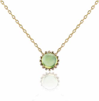 House of Frosted 14K Yellow Gold Peridot Cabochon Pendant Necklace at Nordstrom Rack, Size 16