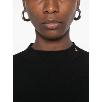 Anine Bing Mock Neck Ribbed Knit Sweater - Black
