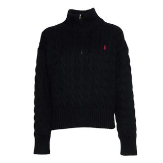 Polo Ralph Lauren Navy Cable-Knit Sweater - Dames - Coltruien - Blauw - XL - Katoen - Truien & Vesten