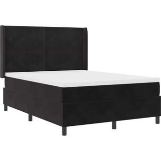 vidaXL Cama Con Box Spring Led Y Colch&oacute;n Negro 140 X 190 Cm Terciopelo Vidaxl