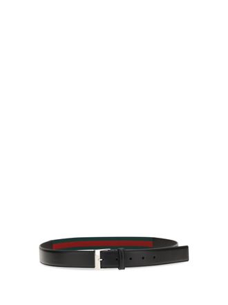 Gucci Mens Square Buckle Belt Black-Vrv Calf Leather Bos Taurus E Braces Black/vrv