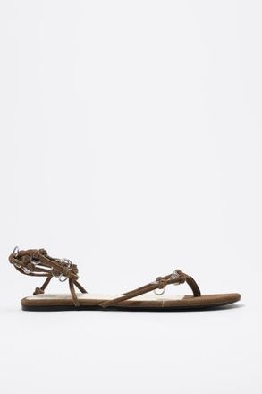 Bimba & Lola Suede Sandal With Piercings in Dark Green at Nordstrom, Size 38