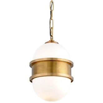 Hudson Valley Lighting Broomley 1 L&aacute;mpara Colgante Vintage Lat&oacute;n, Vidrio