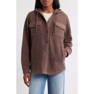 Thread & Supply Hooded Fleece Shacket in Milk Chocolate at Nordstrom, Size X-Small