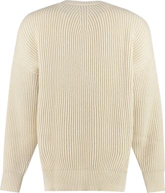 Jil Sander Mens Ribbed Sweater Cornsilk Wool Sweatshirts