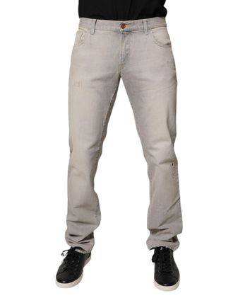 Dolce & Gabbana Mens Light Gray Cotton Skinny Denim Jeans Clothing