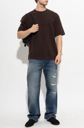 Emporio Armani T-shirt With Logo, Mens, Brown