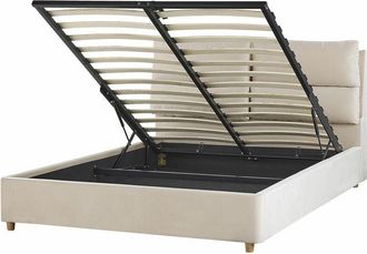 Beliani Beliani - Letto matrimoniale con contenitore velluto beige 140 x 200 cm Batilly