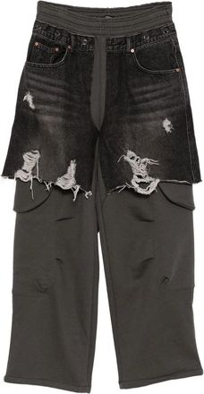 Andersson Bell Broek met denim vlakken - Zwart