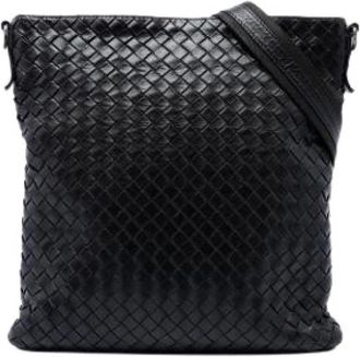 Bottega Veneta Pre-owned Geweven Crossbody Tas - Dames - Pre-owned - Zwart - Maat: ONE Size Leer