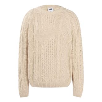 Nike Solid Color Round Neck Knit Long Sleeves Wool Sweater Mens Yellow DQ5177-206