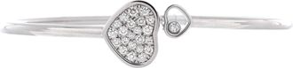 Chopard Happy Diamonds Heart Cuff Bracelet 18K White Gold with Pave Diamonds and 1 Floating Diamond