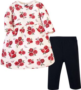 Hudson Baby Quilted Cotton Dress and Leggings in Red Rose at Nordstrom, Size 3-6M