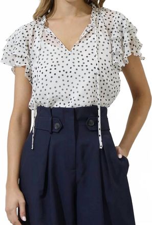 Sugarlips Maloy Dot Donis Blouse In White Black Dot