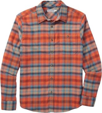 Fair Harbor The Seaside Lightweight Flannel -- Mens Everyday Versatile Flannel -- Ultrasoft Brushed Fabric and Light Stretch, Orange Glow Plaid, XL