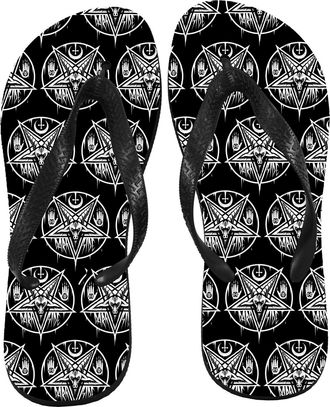 Darkside Pentagram Baphomet Flip Flops Large Black