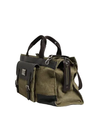 Dolce & Gabbana Military Green Two Tone Tote Duffel Shoulder Borse Mens Bag