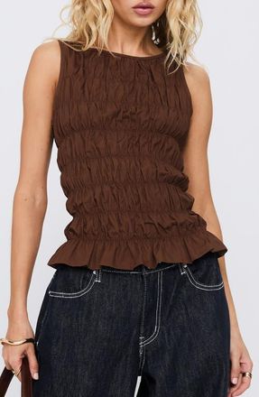 Princess Polly Marleene Smocked Tank in Chocolate at Nordstrom, Size 10