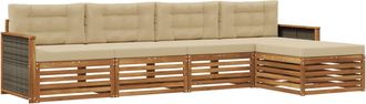 vidaXL Conjunto De Sof&aacute;s De Exterior 5 Uds. Natural Y Beige Vidaxl