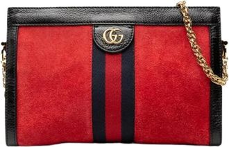 Gucci Pre-owned Cross Body Bags, female, Red, Size: ONE SIZE Pre-owned Suede Crossbody Bag