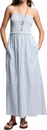 Velvet Senara Watercolor Stripe Smocked Maxi Dress In Sky