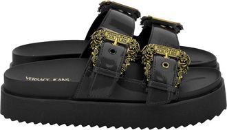 Versace Jeans Couture Zwarte Slippers - Dames - Sandalen - Zwart - 40 EU - Schoenen